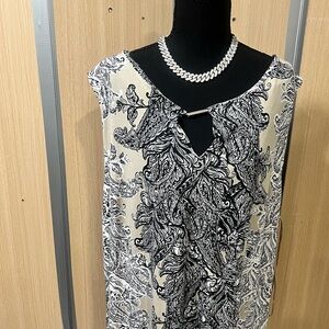 Alfani Black and White Paisley Blouse